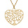 Collier en acier et PVD dor pendentif motif coeur arbre de vie decoup 28mm 40+5cm