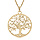 Collier en acier PVD dor pendentif rond arbre de vie decoup 25mm 40+5cm