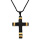 Collier en acier PVD noir pendentif croix 40x28mm avec motif dor  - 50+10cm