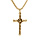 Collier en acier et PVD jaune chane maille jaseron avec pendentif croix longueur 55+10cm