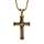 Collier en acier et PVD jaune chane maille jaseron avec pendentif grosse croix longueur 55+10cm