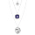 Collier en acier triple chanes 2 pendentifs ronds et 1 carr bleu 38+5cm