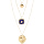 Collier en acier et PVD jaune chanes 2 pendentifs ronds et 1 carr bleu 38+5cm