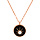 Collier en acier et PVD rose chane avec pendentif mdaille noire et 1 oxyde blanc toil 38+7cm