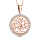 Collier en acier et PVD rose chane avec pendentif rond avec arbre de vie ajour et contour en rsine et strass blanc - longueur 42cm + 8cm de rallonge