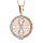 Collier en acier et PVD rose chane avec pendentif rond avec motifs ajours et infini et contour en rsine et strass blanc - longueur 42cm + 8cm de rallonge