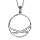 Collier en acier chane avec pendentif anneau avec  l'intrieur 2 branches en rsine et strass blancs - longueur 40cm + 5cm de rallonge