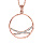 Collier en acier et PVD rose chane avec pendentif anneau avec  l'intrieur 2 branches en rsine et strass blancs - longueur 40cm + 5cm de rallonge