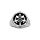 Bague Stella Mia en acier type chevalire plateau rond motif noir et nacre