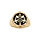 Bague Stella Mia en acier et PVD jaune type chevalire plateau rond motif noir et nacre