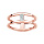 Bague en acier et PVD rose et glitter double anneau relis par barre centrale