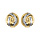 Boucles d'oreille en plaqu palladium et dorure clip boule strie et fermoir clip