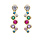 Boucles d'oreille en vermeil articulée pendante avec oxydes multicouleur