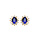 Boucles d'oreille en vermeil pierre centrale bleu fonc entourage pierres blanches et fermoir poussette