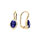 Boucles d'oreille dormeuse en vermeil avec une pierre centrale bleue et son contour d'oxydes blancs sertis