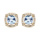 Boucles d'oreille tige en vermeil massif rectangulaire topaze bleue vritable contour d'oxydes blancs sertis