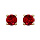 Boucles d'oreille tige en vermeil pierre rouge ronde 5mm serti 4 griffes