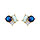 Boucles d'oreille tige en vermeil 3 oxydes bleus et blancs sertis