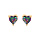 Boucles d'oreille tige en vermeil forme coeur avec oxyde mystique arc en ciel