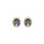 Boucles d'oreille tige en vermeil d'oxyde mystique arc en ciel et contour d'oxydes blancs
