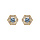 Boucles d'oreille tige en vermeil d'oxyde bleu ciel et contour d'oxydes blancs