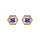 Boucles d'oreille tige en vermeil d'oxyde violet et contour d'oxydes blancs