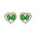 Boucles d'oreille en vermeil 2 Emeraudes vritables contour coeur Topazes blanches serties et fermoir poussette