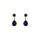 Boucles d'oreille tige en vermeil pendentif goutte oxyde bleu et contour d'oxydes blancs sertis