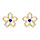 Boucles d'oreille tige en vermeil fleur ajoure avec oxyde bleu