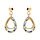 Boucles d'oreille tige en vermeil forme goutte pare d'oxydes bleus et blancs sertis