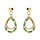 Boucles d'oreille tige en vermeil forme goutte pare d'oxydes verts et blancs sertis