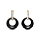 Boucles d'oreille tige en vermeil cercle cramique noire et barrette d'oxydes sertis