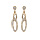 Boucles d'oreille en vermeil pendante 2 anneaux allongs oxydes blancs suspendus dans anneau lisse et fermoir poussette