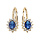 Boucles d'oreille dormeuse en vermeil avec au centre une perle bleue et  contour d'oxydes blancs sertis