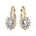 Boucles d'oreille dormeuse en vermeil avec au centre une pierre blanche et contour d'oxydes blancs sertis