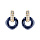 Boucles d'oreille tige en vermeil double anneau un en cramique bleu marine et un avec oxydes blancs sertis