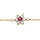 Bracelet en vermeil pendentif marguerite avec oxyde central rouge fonc et contour d'oxydes blancs sertis -16.5+2cm