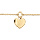 Bracelet en vermeil avec chanette pampille coeur  - 16+3cm rglable