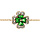 Bracelet en vermeil chane avec motif trfle et pierre verte entourage oxydes blancs sertis 16+2cm