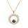 Collier en vermeil chane avec pendentif rond oxyde arc en ciel mystique contour oxydes blancs sertis 42+3cm