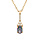 Collier en vermeil chane avec pendentif long oxyde arc en ciel mystique contour oxydes blancs sertis 42+3cm