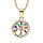 Collier en vermeil pendentif arbre de vie multi couleurs contours oxydes blancs sertis  - 42+3cm