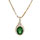 Collier en vermeil pendentif pierre centrale verte avec contour d'oxydes blancs sertis - 42+3cm