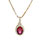 Collier en vermeil pendentif pierre centrale rouge avec contour d'oxydes blancs sertis - 42+3cm