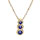Collier en vermeil pendentif 3 pierres bleues en chute avec contour d'oxydes blancs sertis - 42+3cm