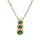 Collier en vermeil pendentif 3 pierres vertes en chute avec contour d'oxydes blancs - sertis 42+3cm
