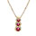 Collier en vermeil pendentif 3 pierres rouges en chute avec contour d'oxydes blancs sertis - 42+3cm