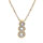 Collier en vermeil pendentif 3 pierres blanches en chute avec contour d'oxydes blancs sertis - 42+3cm