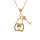 Collier en vermeil avec pendentif cadenas coeur et clef oxydes blancs sertis 39+2+2cm
