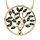 Collier en vermeil massif pendentif arbre de vie pierres vertes entour   -  40+5cm